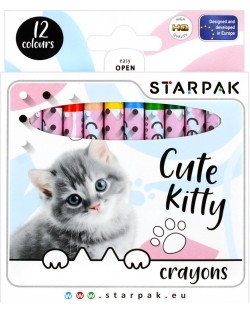 Восъчни пастели Starpak - Коте, 12 цвята