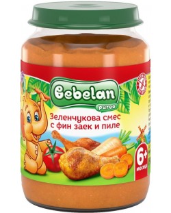 Ястие Bebelan Puree - Фин заек и пиле със зеленчуци, 190 g