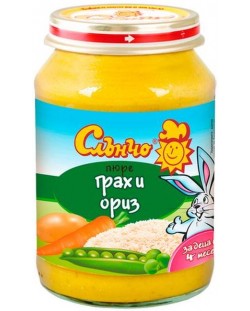 Зеленчуково пюре Слънчо - Грах и ориз, 190 g