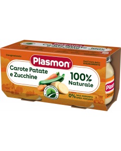 Зеленчуково пюре Plasmon - Моркови с картофи и тиквички, 2 х 80 g