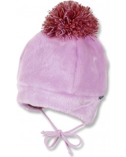 Зимна шапка с пискюл Sterntaler - 37 cm, 2-3 месеца, розова