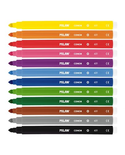 Комплект флумастери от 12 цвята - Conic tip 631 - 2