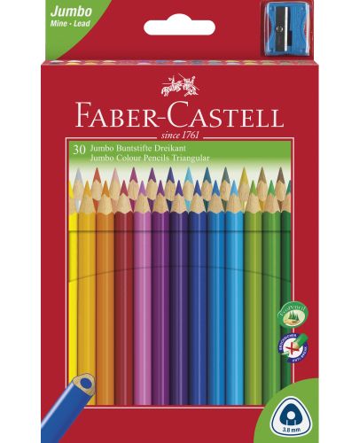 Цветни моливи Faber-Castell - 30 броя, с острилка - 1
