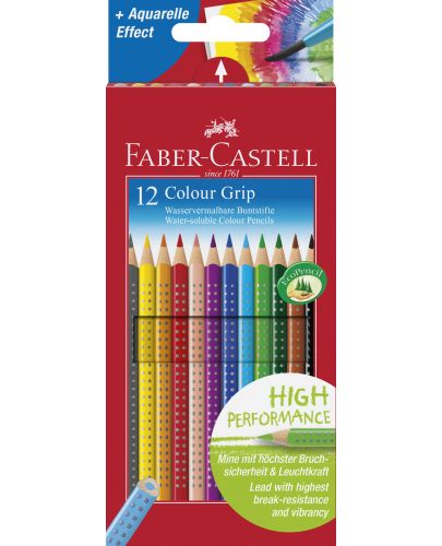 Цветни акварелни моливи Faber-Castell Grip 2001 - 12 броя - 1