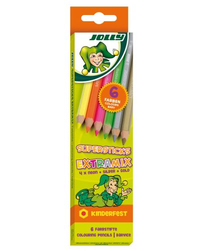 Комплект цветни моливи Jolly Kinderfest Extra MIX - 6 цвята - 1