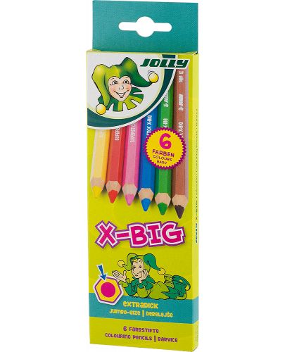 Комплект цветни моливи Jolly X-Big - 6 цвята - 1
