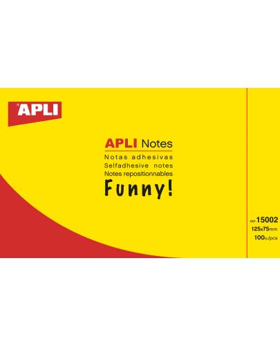 Самозалепващи листчета APLI 12,5 х 7,5 cm, неоново жълто - 1