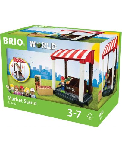 Сглобяема играчка Brio World - Пазарен щанд, 11 части - 1