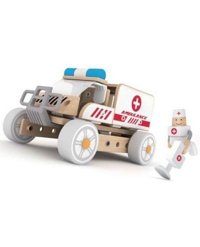 Детски дървен конструктор 3в1 Classic World - Линейка - 1