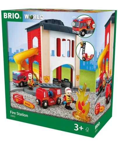 Комлект Brio World - Пожарна станция с аксесоари, 12 части - 1