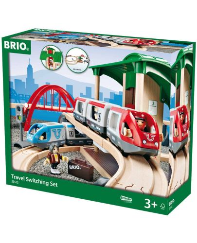 Комплект Brio - Влак с релси и аксесоари, Travel Switching, 42 части - 1