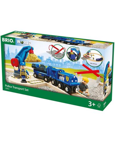 Комплект Brio World - Полицейски влак с релси и аксесоари, 17 части - 1