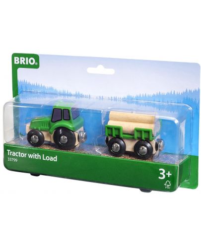 Играчка Brio - Трактор с дървен материал - 1