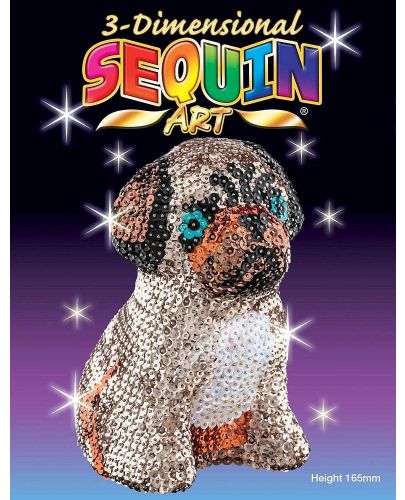 Творчески комплект KSG Crafts Sequin Art - 3D фигурка от пайети, Мопс - 1