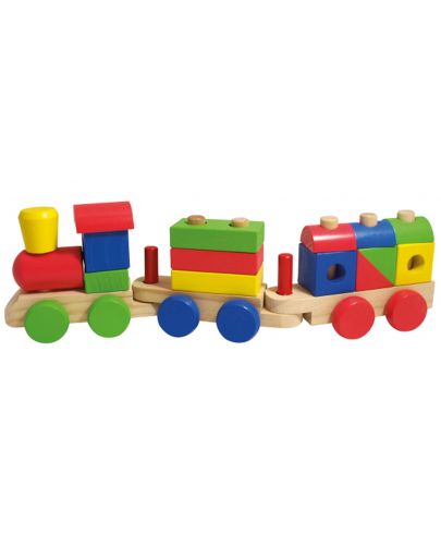 Играчка от дърво Beluga - Влак с кубчета - 1