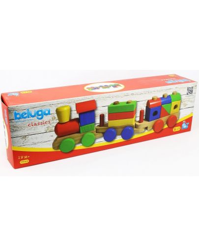 Играчка от дърво Beluga - Влак с кубчета - 2
