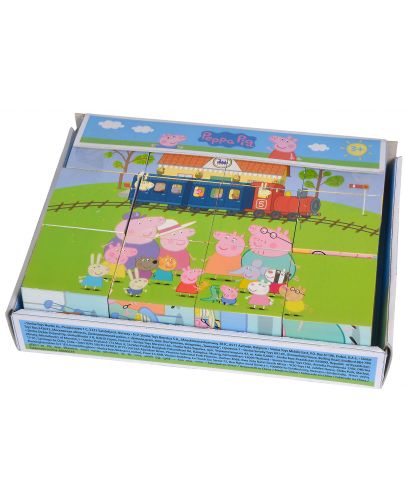 Дървени кубчета Eichhorn - Peppa Pig, 12 части - 1