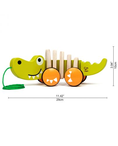 Дървена играчка за дърпане Hape - Крокодил - 4