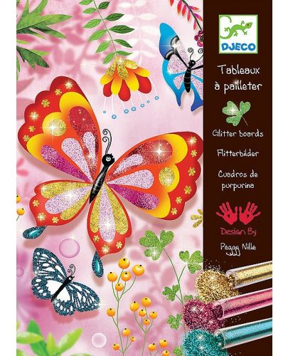 Комплект за рисуване с брокат Djeco - Пеперуди - 1