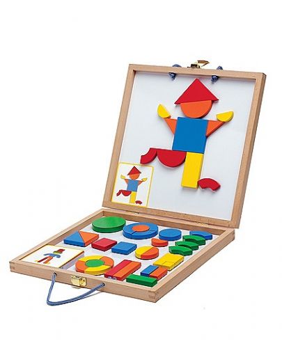Детска игра с дървени магнити Djeco - Геоформи - 1