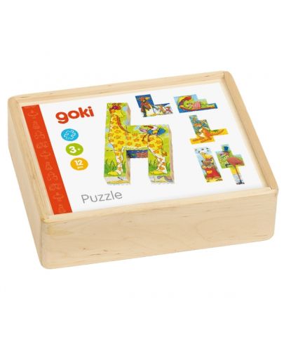Дървени кубчета Goki - Смешни животни - 7