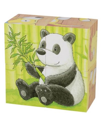 Дървени кубчета Goki - Бебета животни, четири части - 6