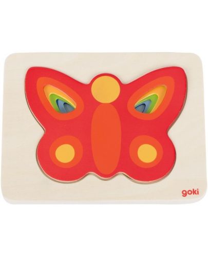 Дървен пъзел Goki - Пеперуда - 1