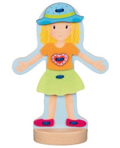 Дървена играчка Goki - Кукла за обличане - 5