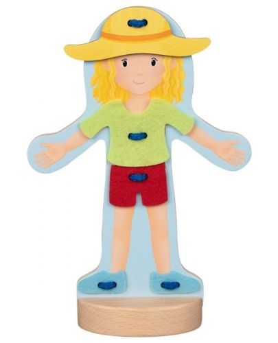 Дървена играчка Goki - Кукла за обличане - 3