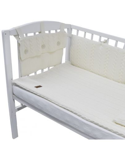 Плетен спален комплект от 4 части за бебешко креватче EKO - Екрю - 2