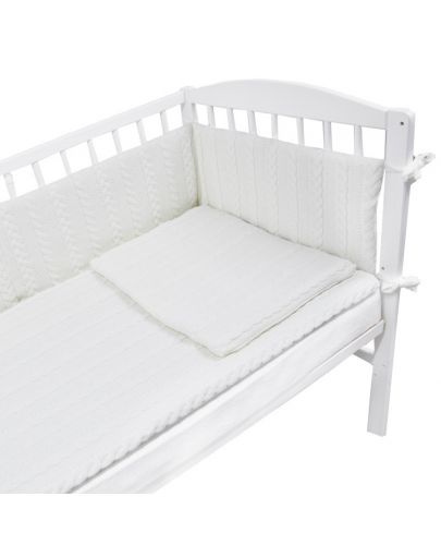 Плетен спален комплект от 4 части за бебешко креватче EKO - Бял - 1
