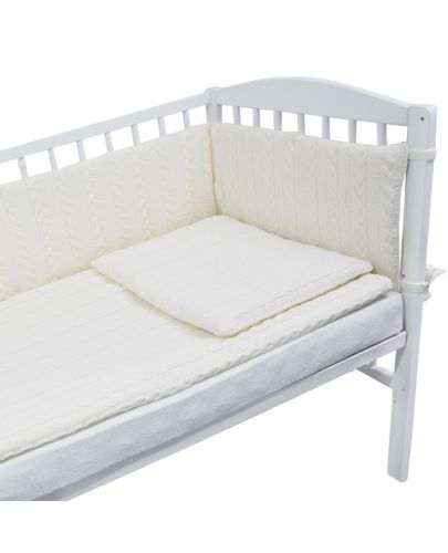 Плетен спален комплект от 4 части за бебешко креватче EKO - Екрю - 1
