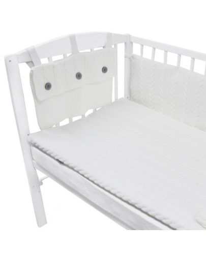 Плетен спален комплект от 4 части за бебешко креватче EKO - Бял - 2
