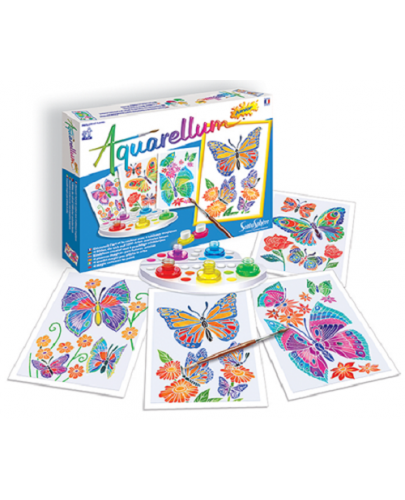 Комплект за оцветяване с акварелни бои Sentosphere Aquarellum Junior - Пеперуди - 1