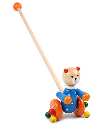 Дървена играчка за бутане Pino - Меченце - 1