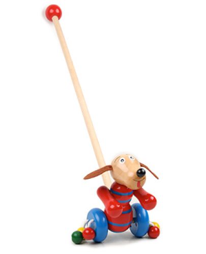 Дървена играчка за бутане Pino - Кученце - 1