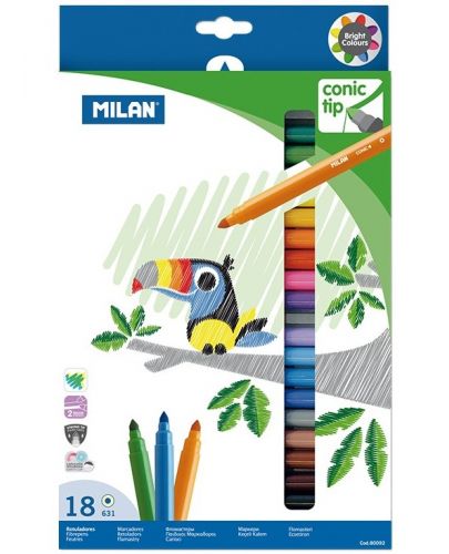 Комплект флумастери 18 цвята Milan – Conic tip - 1
