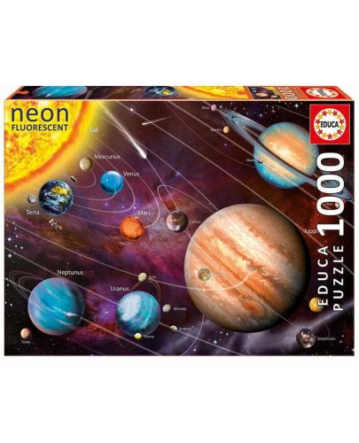Неонов пъзел Educa от 1000 части - Слънчевата система - 1
