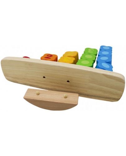 Дървена играчка 3 в 1 Pino - За низане, сортиране и баланс - 6