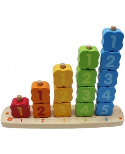 Дървена играчка 3 в 1 Pino - За низане, сортиране и баланс - 3
