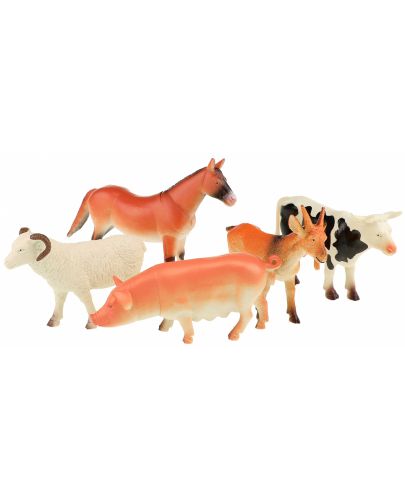 Комплект фигурки Toi Toys Animal World - Deluxe, Домаши животни, 5 броя - 1