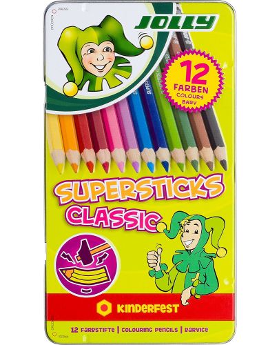 Цветни моливи JOLLY Kinderfest Classic - 12 цвята, в метална кутия - 1