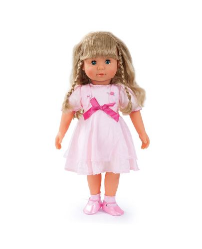 Пееща и говореща кукла Bayer - Мария, 46 cm, с куфарче и розово палто - 5