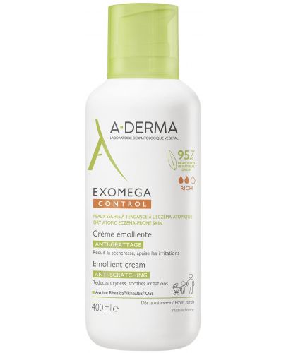 A-Derma Exomega Control Емолиентен крем против разчесване, 400 ml - 2