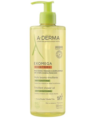A-Derma Exomega Control Емолиентно душ олио срещу разчесване, 500 ml - 2