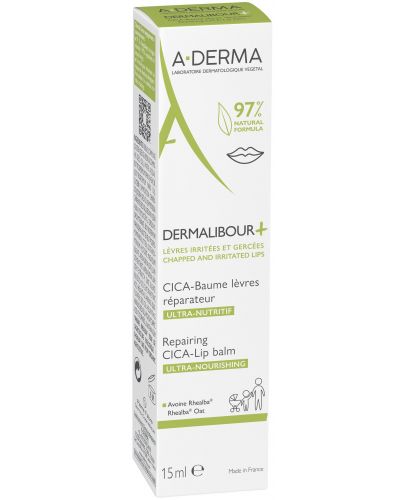 A-Derma Dermalibour+ Възстановяващ балсам за устни Cica, 15 ml - 3