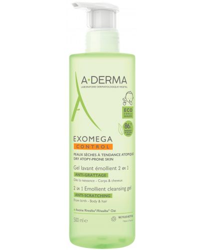 A-Derma Exomega Control Емолиентен почистващ гел 2 в 1, 500 ml - 1