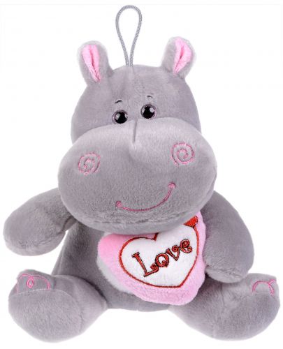 Плюшена играчка Morgenroth Plusch - Хипопотамче с розово сърце, 20 cm - 1