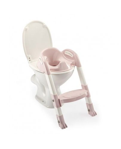 Адаптор за тоалетна чиния Thermobaby Kiddyloo - Сгъваем, със стълба, Powder Pink - 1