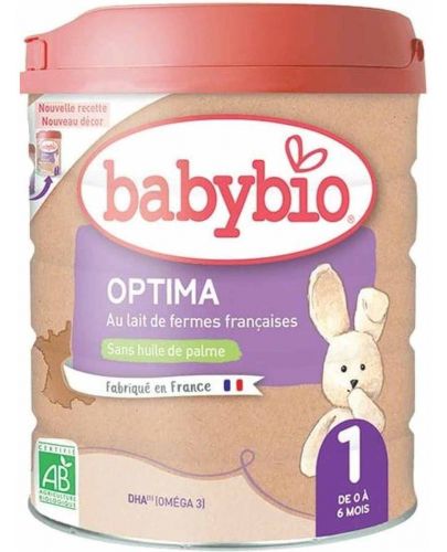 Адаптирано мляко Babybio - Optima 1, 800 g - 1